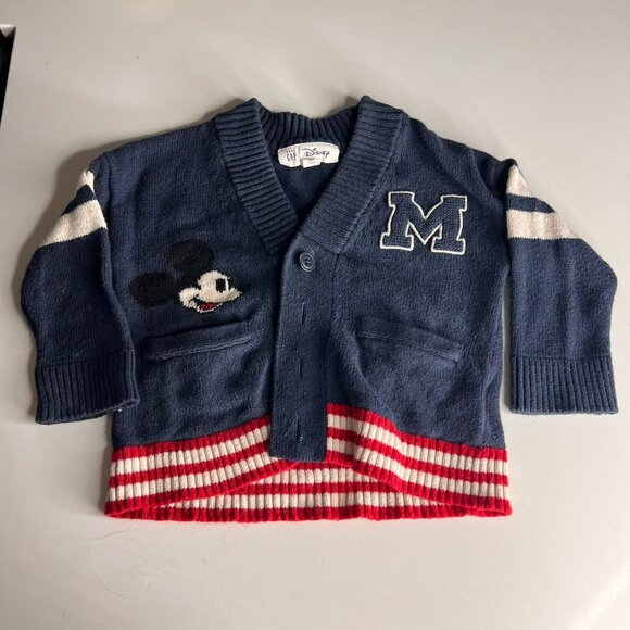 Gap × Disney Baby & Toddler Mouse Varsity Sweater Cardigan – Size 12-18 Months - Picture 1 of 5
